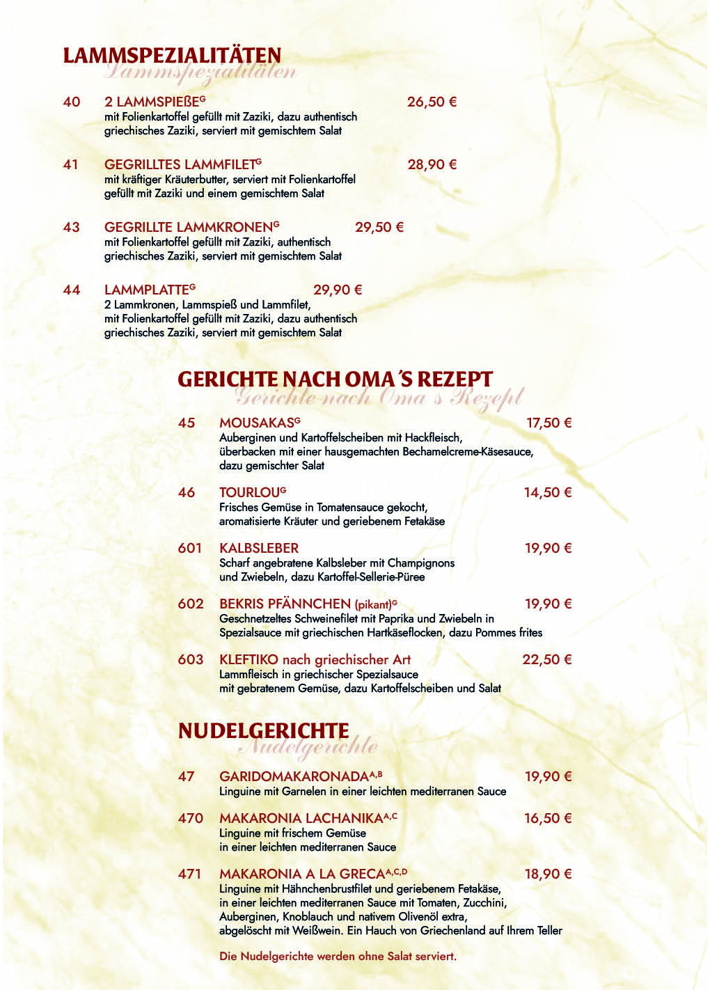 Restaurant Dionysos Speisekarte 6